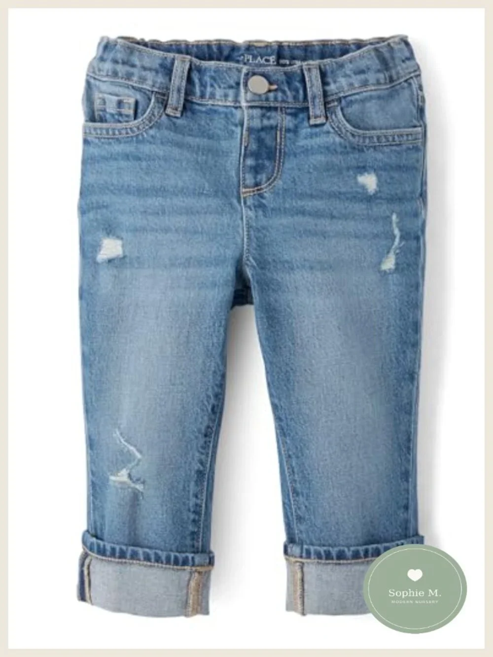 Toddler Girls Straight Leg Fashion Denim Jeans - Cotton Stretch